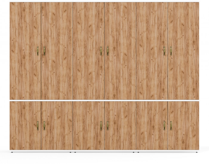 Лидер-8 Шкаф МД 20Б 3 шт., цвет белый шагрень/крафт золото, ШхГхВ 240х37,5х190 см., НЕ универсальная сборка