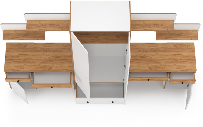 Вуди Компоновка № 27, белый премиум/дуб крафт золотой