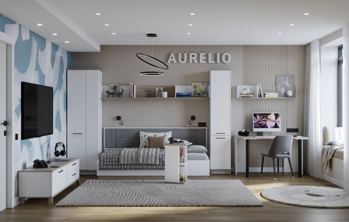 Стол компьютерный Аурелио 84, Блэквуд Сатиновый - Белый