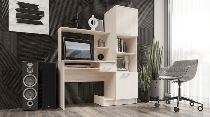 Компьютерный стол №3 + Пенал (Венге / дуб беленый)