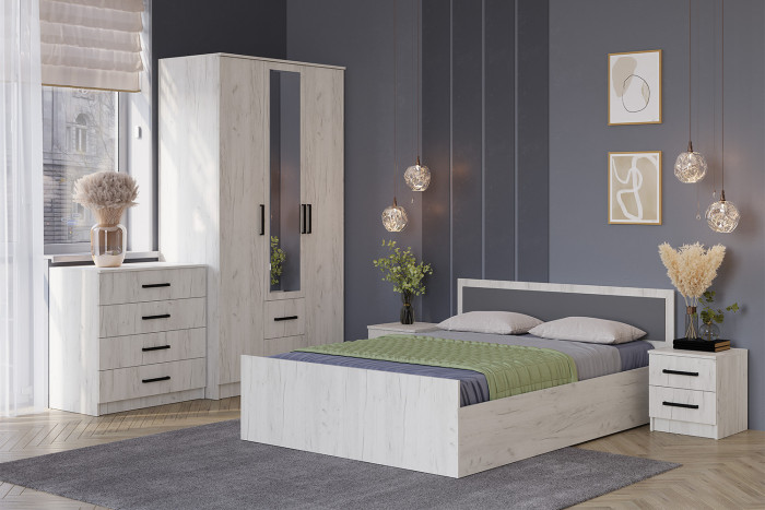 Кровать с реечным настилом Фиеста ЛИТ 140х200, Дуб крафт белый