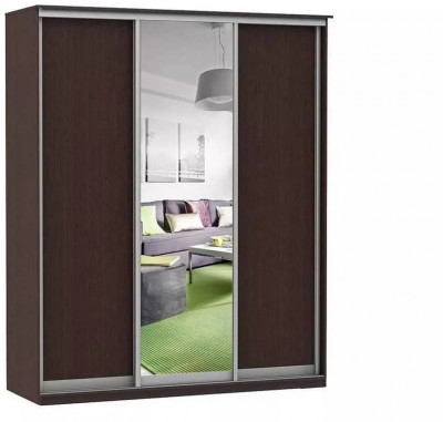 Шкаф купе Модерн 2076х600 3-х дверный 3-х секционный зеркало венге