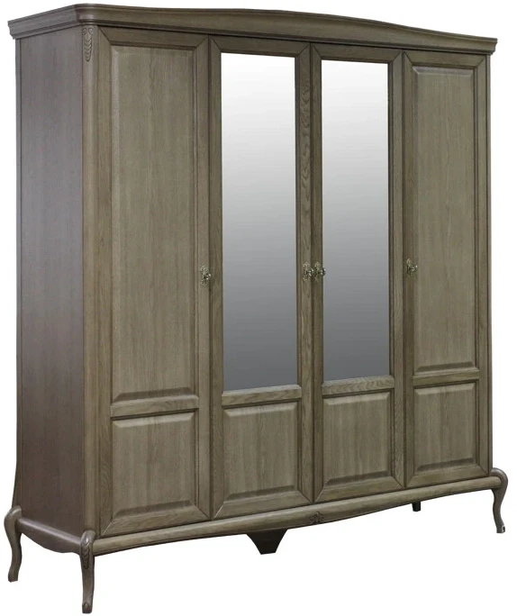 Шкаф для одежды четырехдверный "Монако" с зеркалом - отделка Классик (лак)