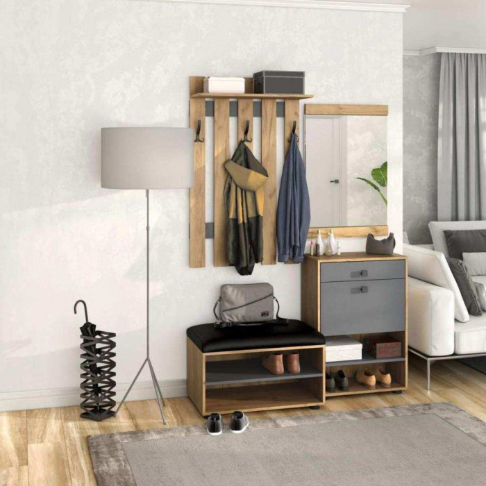 Тумба для обуви Мини-Лайт МЛ-4 дуб крафт/графит