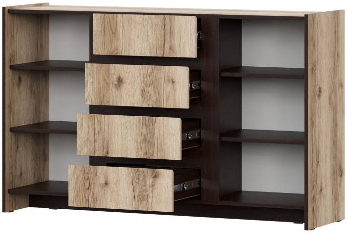 Прага Комод 2 створки Дуб Делано/Дуб Венге