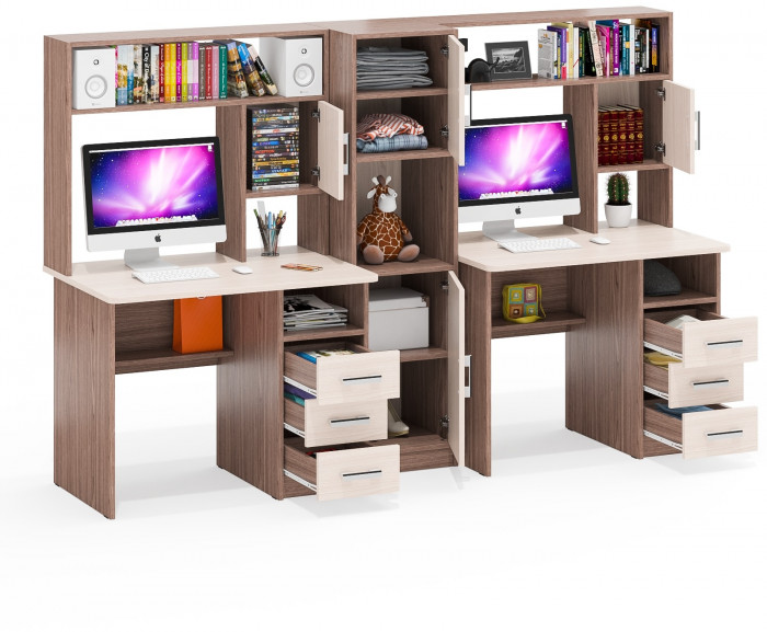 С-МД-СК9 Компоновка № 04, цвет ясень шимо светлый/ясень шимо тёмный, ШхГхВ 247х70х160 см., НЕ универсальная сборка