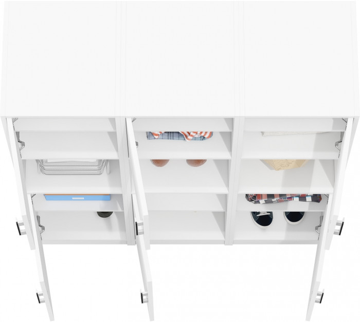 Три Пенала С-МД-СК9П к компьютерному столу С-МД-СК9, цвет белый шагрень, ШхГхВ 129х45х160 см., универсальная сборка