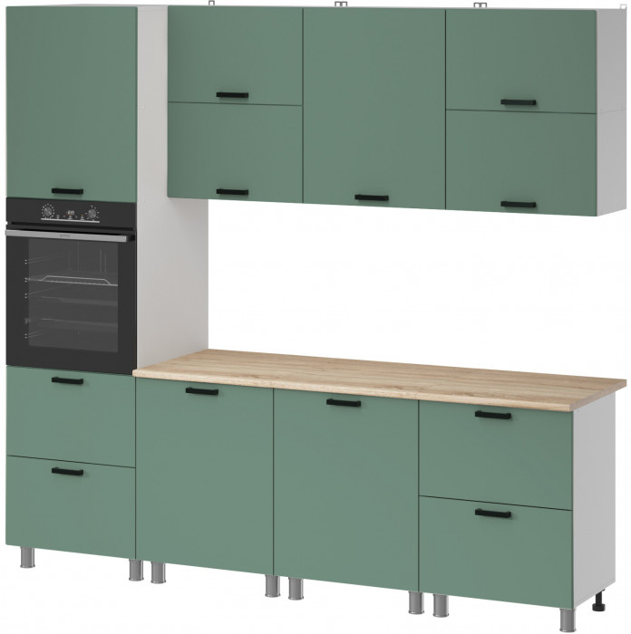 МК Аленушка 2,4м Орешник Матовая Мята,скоба черный,сонома