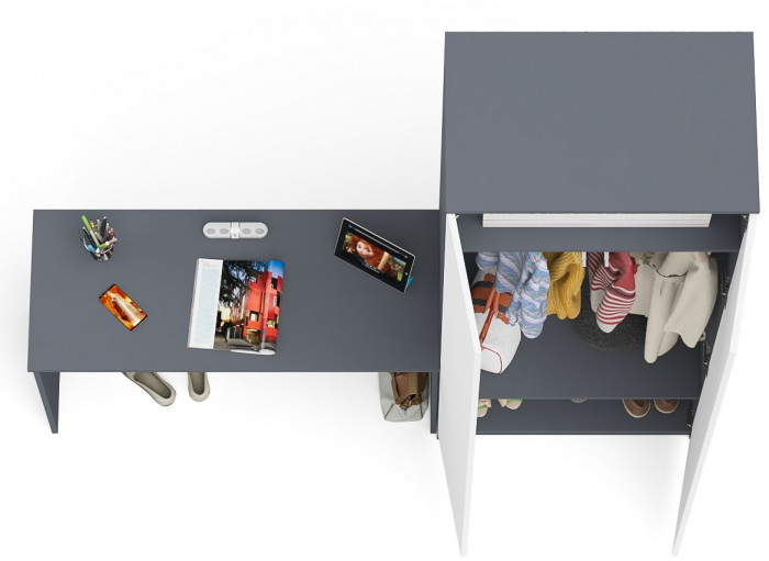 Мори письменный стол МСП1200.1 + Шкаф МШ800.1, графит/белый