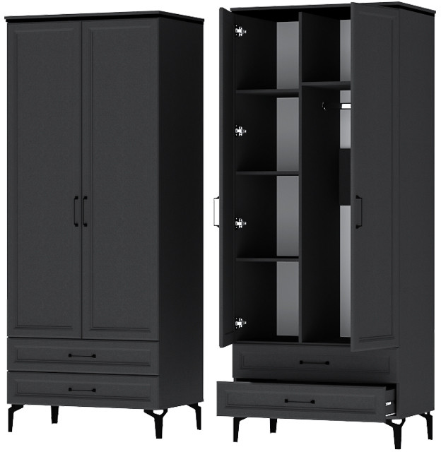 Модульная Гостиная Шарм, набор 1, Антрацит/Крафт золотой