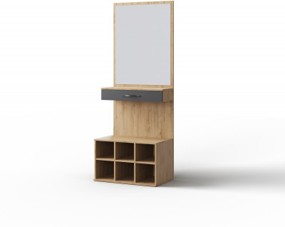 Тумба с ящиком и зеркалом "Элана" - Дуб наварра/Черный шагрень