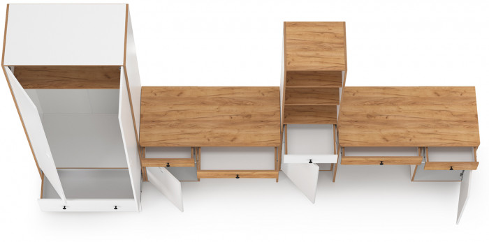 Вуди Компоновка № 29, белый премиум/дуб крафт золотой