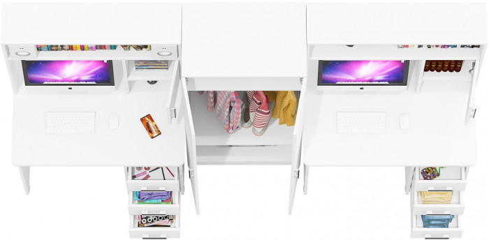 С-МД-СК9 Компоновка № 05, цвет белый шагрень, ШхГхВ 274х70х160 см., НЕ универсальная сборка