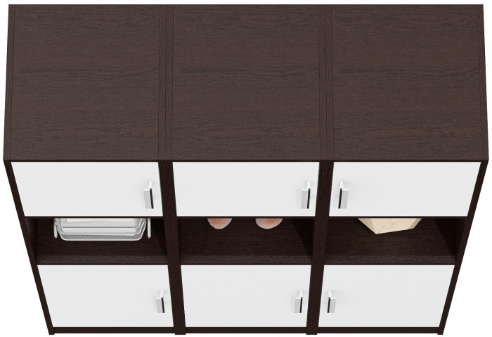 Три Пенала С-МД-СК9П к компьютерному столу С-МД-СК9, цвет венге/белый шагрень, ШхГхВ 129х45х160 см., универсальная сборка