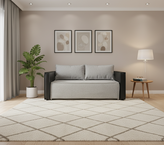 Диван-аккордеон Барон 160х200, рогожка, серый