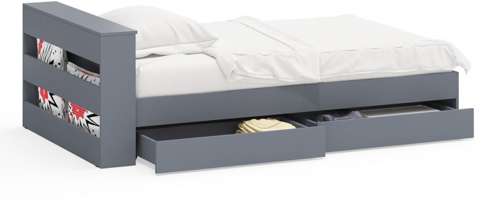 Ксения Кровать с ящиками 1200, графит