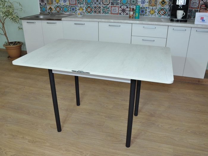 Эко 80х60 стол обеденный раскладной / бетон белый/черный