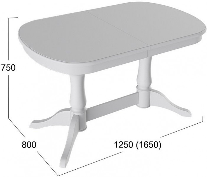 Стол обеденный Валенсия 1,8 (Белый матовый)