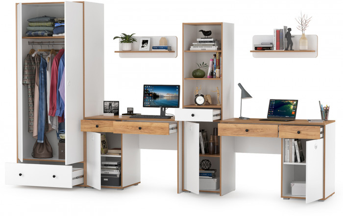 Вуди Компоновка № 30, белый премиум/дуб крафт золотой