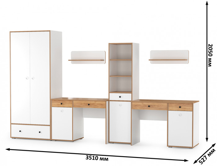 Вуди Компоновка № 30, белый премиум/дуб крафт золотой