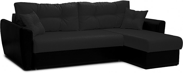 Диван УГЛОВОЙ Амстердам велюр черный экокожа черная 160