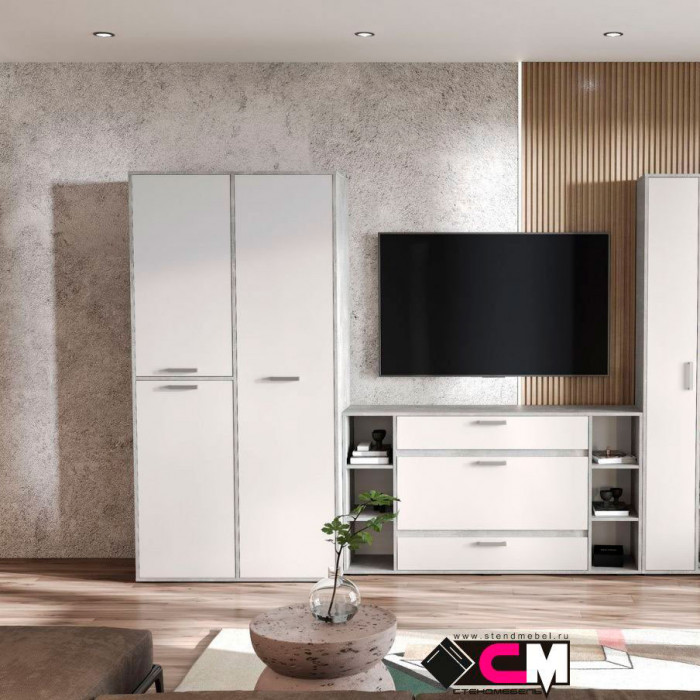 Денвер ШК-01 Шкаф (1000 х2020х504) ателье светлый/белый