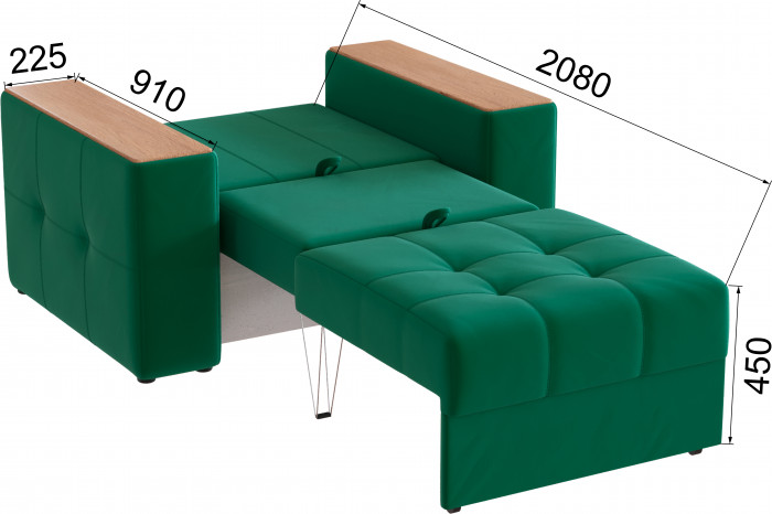 Кресло-кровать Виконт, Изумруд/Дуб канадский МДФ