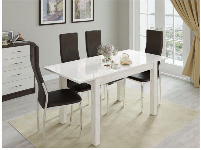 Стол обеденный Бруно 1100х700 дуб крафт белый/лакобель белый