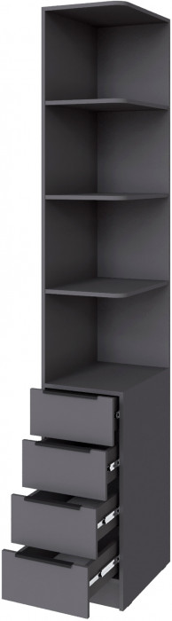 Угловое завершение Мадрид (0,35) с 4 ящ. правое, Графит серый