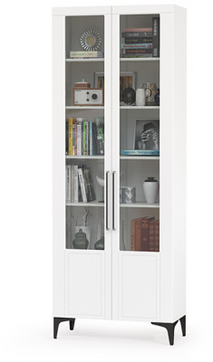 Валенсия Гостиная 13.217 Шкаф, цвет ЛДСП белый шагрень/МДФ белый шагрень, ШхГхВ 84,1х38,1х225,2 см.