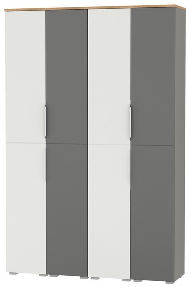 Октава Набор шкафов 47, белый шагрень/серый графит/дуб крафт золотой/фасады МДФ белый шагрень/серый графит