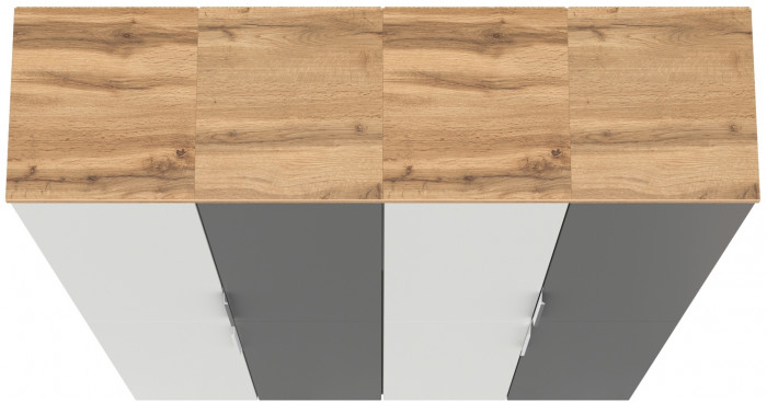 Октава Набор шкафов 47, белый шагрень/серый графит/дуб крафт золотой/фасады МДФ белый шагрень/серый графит