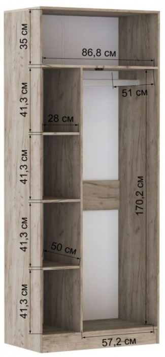 Руэлла Шкаф универсальный дуб крафт серый/дуб крафт белый