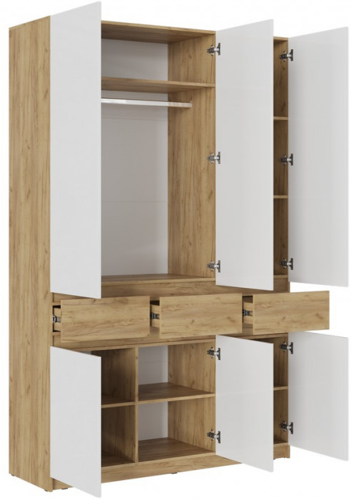 Модульная спальня Бостон МДФ 160 с ортопедом и ПМ, крафт золотой/белый глянец