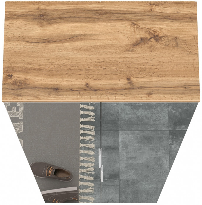 Октава 13.338 Шкаф для одежды, серый графит/дуб крафт золотой/фасады МДФ серый графит и зеркало