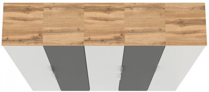 Октава Набор шкафов 48, белый шагрень/серый графит/дуб крафт золотой/фасады МДФ белый шагрень/серый графит