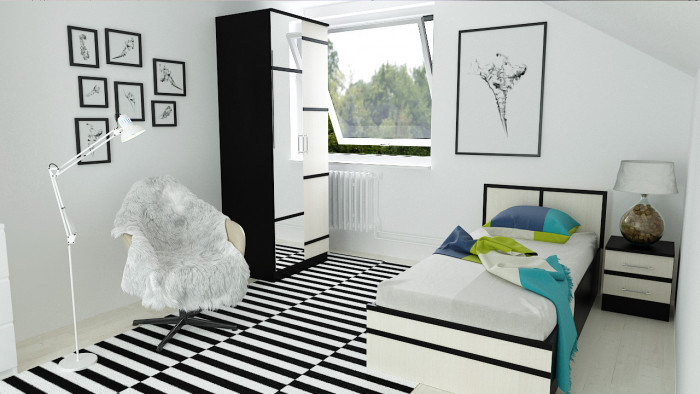 Сакура Кровать с ящиками 0900 + тумба, венге/дуб лоредо