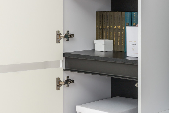 Сидней Комплектация № 031, корпус белый/чёрный/фасады МДФ белый глянец