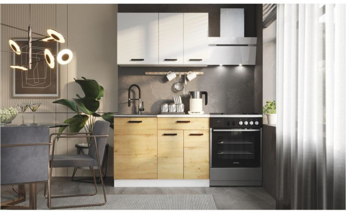 Кухня ЛДСП Хозяюшка 1100 Вотан (Белый, Вотан)