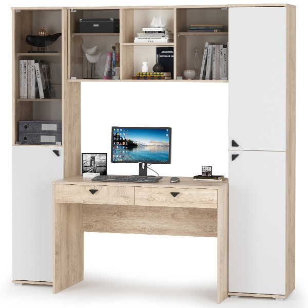 КР100 Бостон № 29, цвет дуб эндгрейн элегантный/фасады МДФ милк рикамо софт, 13.155+12.69+10.51+13.154, ШхГхВ 192,4х57,2х194,4 см., ун. сборка