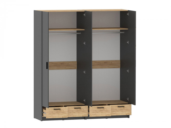 Спальня Оттавия 6 с зеркалами Антрацит / Дуб золотой