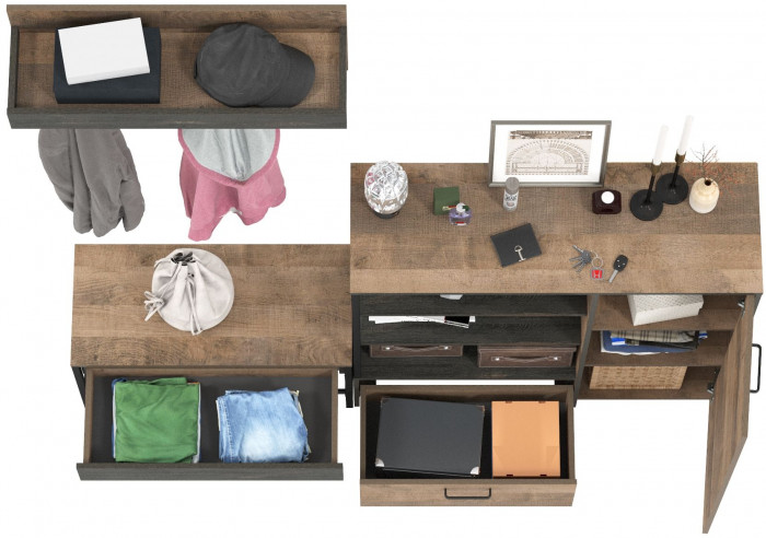 Трувор Прихожая 181, дуб гранж песочный/интра