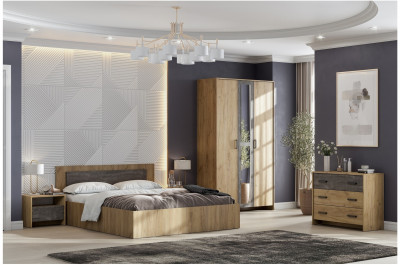 МСП 1 Комод 3 ящика Серия 2 Дуб Золотой/Камень темный