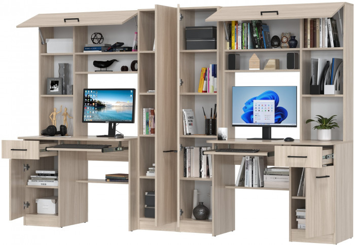 Два стола рабочих 6-0603ТМяс.св Альфа, ясень шимо светлый