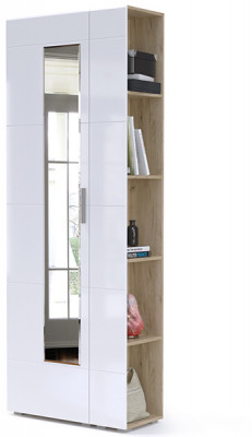 Лайн Прихожая № 04, цвет дуб крафт серый/фасады МДФ белый глянец, ШхГхВ 77х35х210 см., универсальная сборка