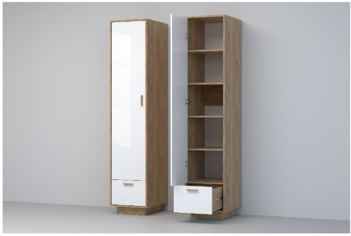 Эго Пенал П-1 ПД (Глянец Белый/Бетон Светлый)