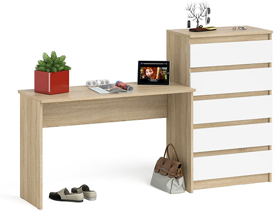Мори письменный стол МСП1200.1 + Комод МК700.5, дуб сонома/белый