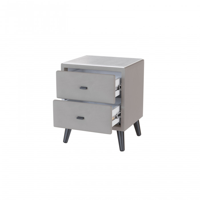 Тумба прикроватная интерьерная Пай светло-серый/мдф холст белый