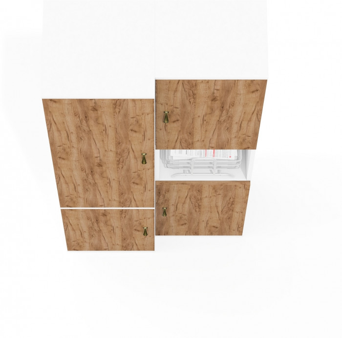 Лидер-8 Модуль Пенал + Пенал МД 22Б, белый шагрень/крафт золото