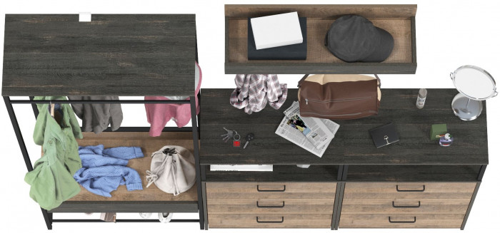 Трувор Прихожая 223, цвет дуб гранж песочный/интра, ШхГхВ 212х37х194,2 см., универсальная сборка